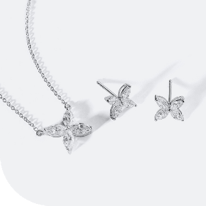 925 Silver Cubic Butterfly Set